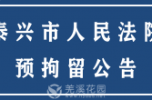 泰兴市人民法院预拘留公告（2025年第14期）
